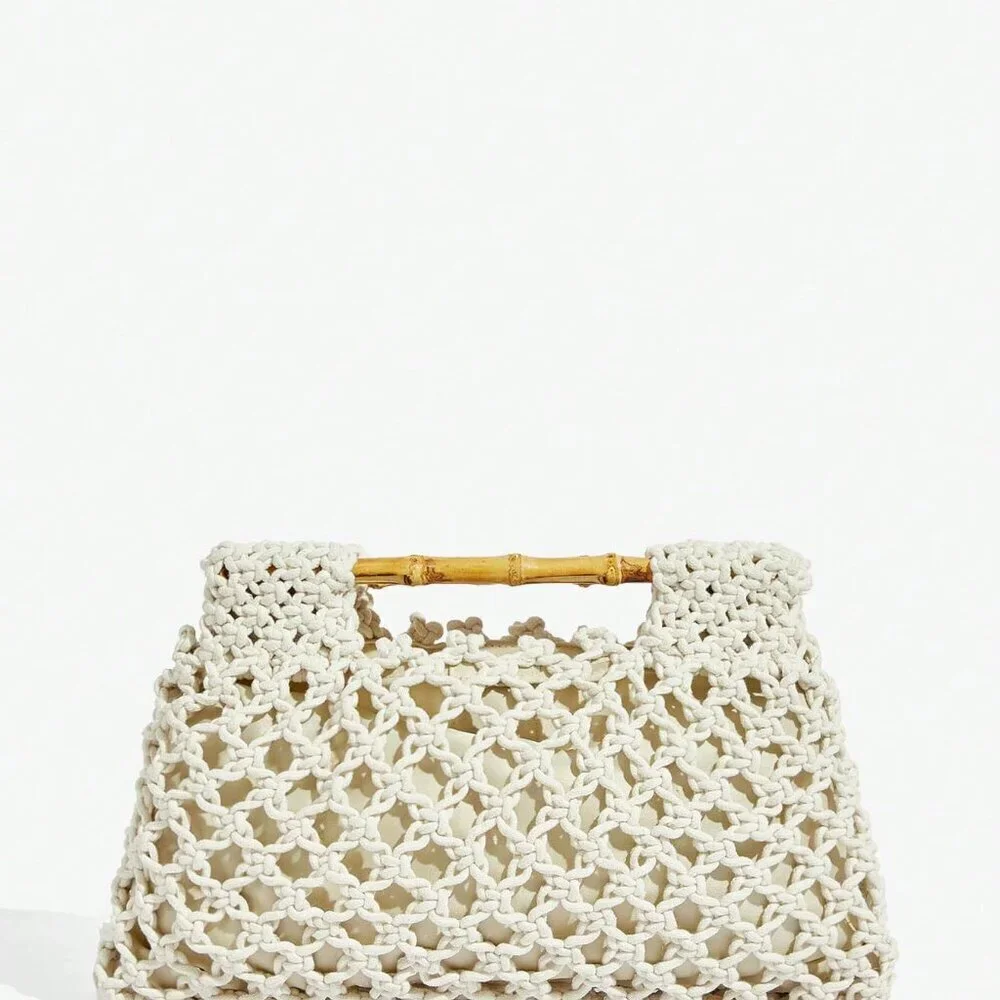 Beige Vacation Women's Woven Clutch Bag